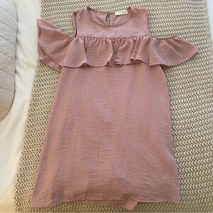 Pink flutter sleeve dress